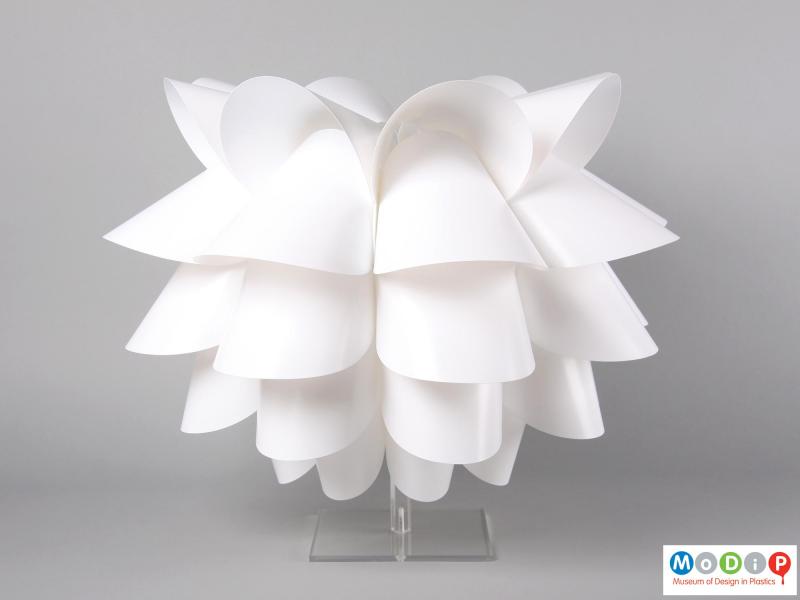 Side view of a lamp shade showing it fully constructed.
