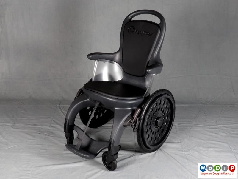 Front view of a wheelchair showing the clear sides.