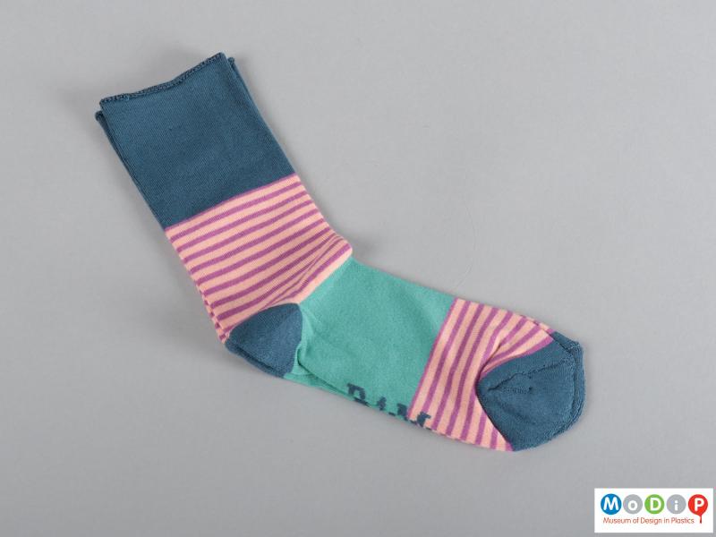 Side view of a pair of socks showing the tube shape.