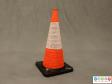 Front view of a traffic cone showing it extended.