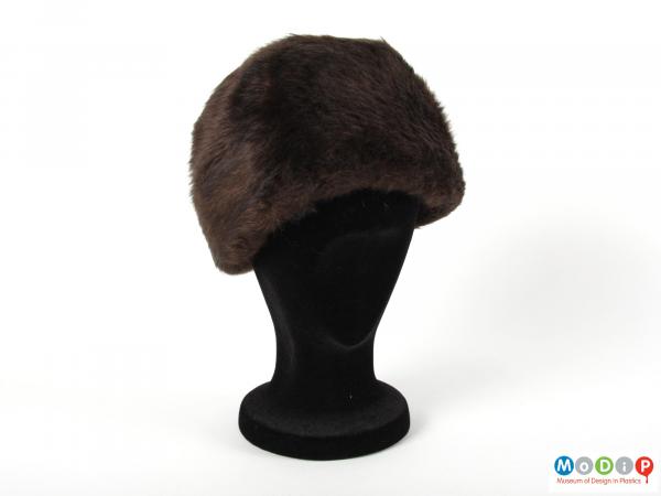 Front view of a hat showing the depth of the body.