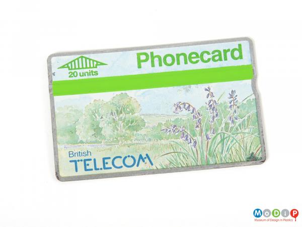 Front view of a BT phonecard showing the upper surface of the card.