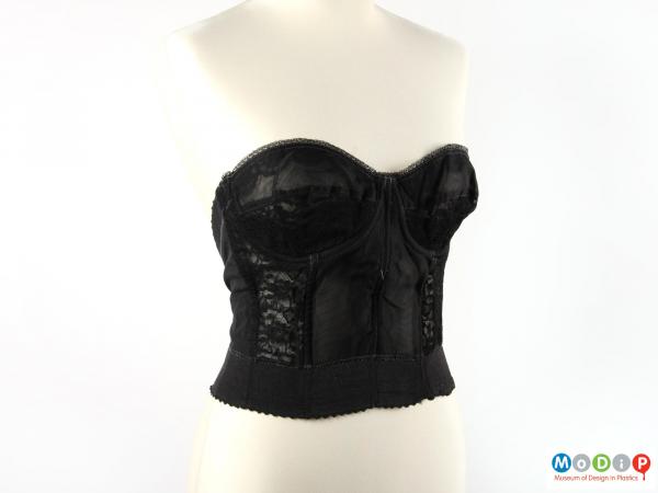 Front view of a bra showing the lace material.