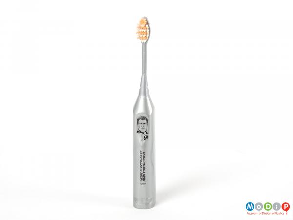 Front view of an Action Man toothbrush showing the printed Action Man motif on the handle.