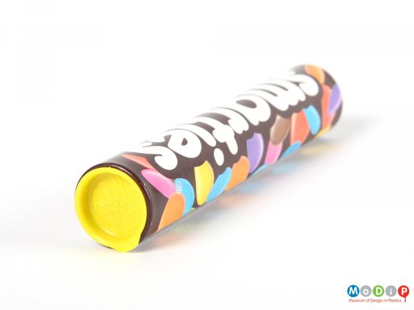 Top view of a Smarties tube showing the lid.