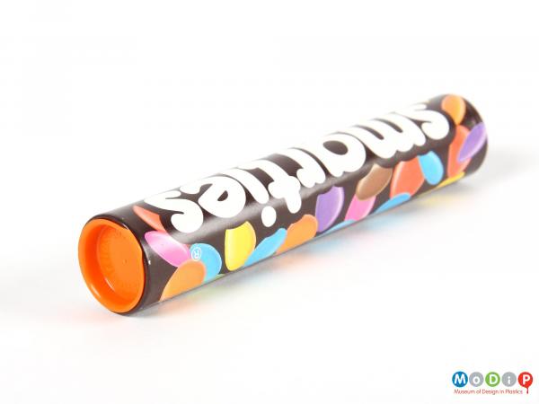 Top view of a Smarties tube showing the lid.