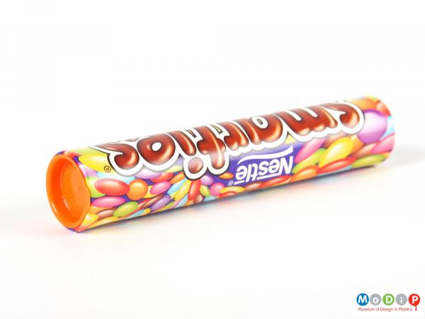 Top view of a Smarties tube showing the lid.