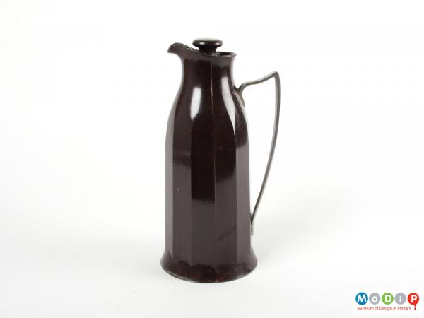 Side view of a jug showing the angular handle.