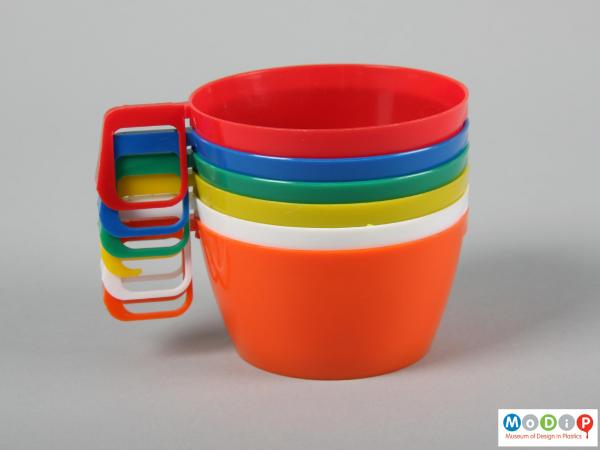 Side view of a set of cups showing them stacked together.