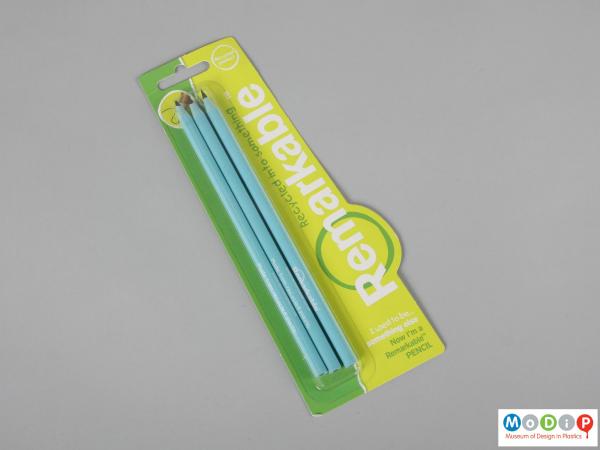 Front view of a packet of pencils showing the packaging.