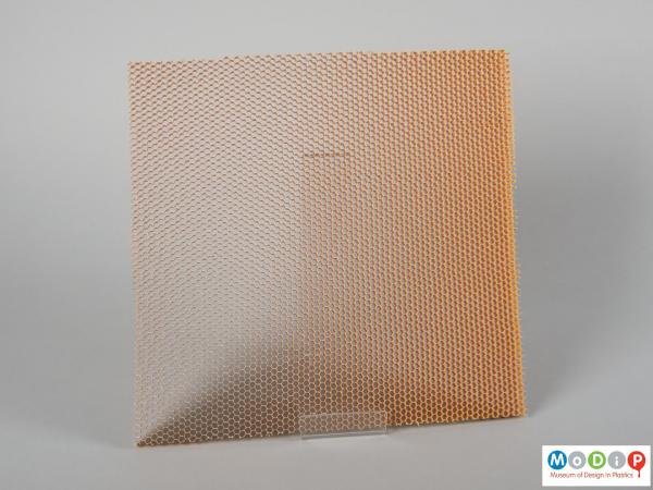 Front view of a material sample showing the honeycomb structure.