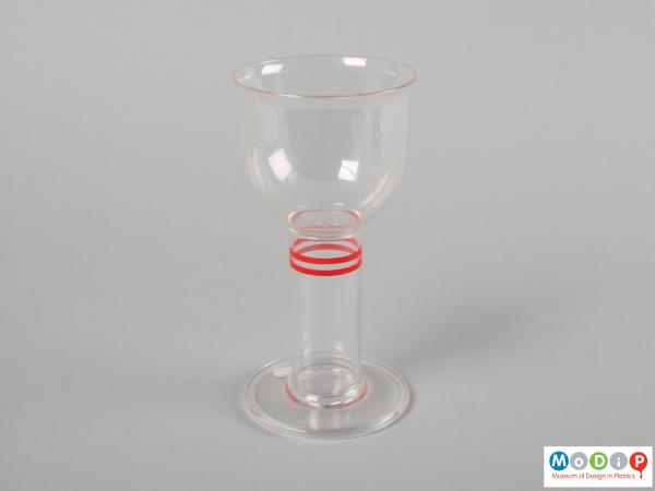 Side view of a goblet showing the thick stem.