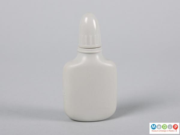 Front view of a bottle showing the plain surface.