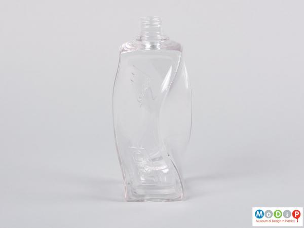 Side view of a bottle showing the twisted shape.