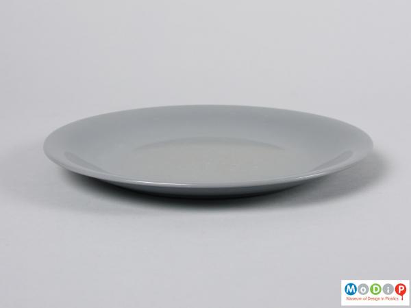Side view of a plate showing the smooth rise up to the edge from the centre.