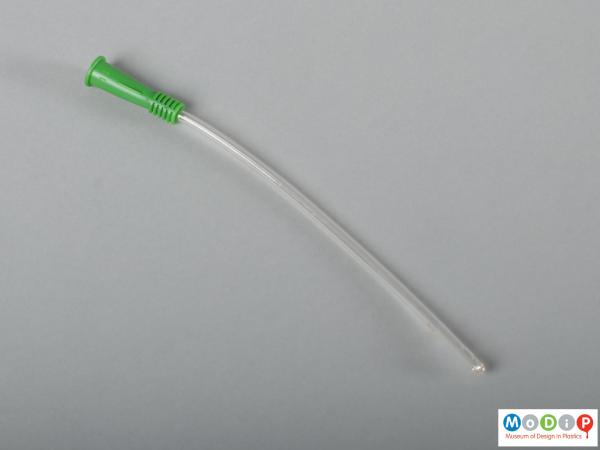 Side view of a catheter showing the short shaft.