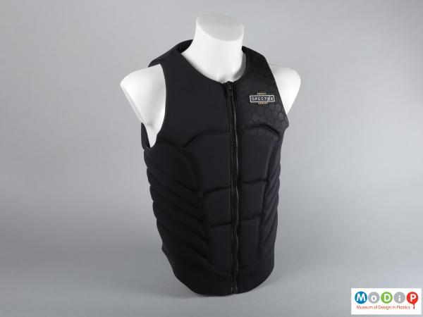 Front view of an impact vest showing the full length zip.