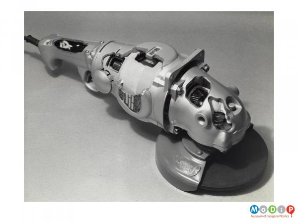 Scanned image showing an angle grinder.