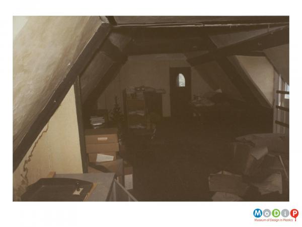 Scanned image showing an interior view of a BXL building.