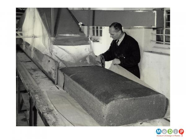 Scanned image showing a large block of phenolic foam.