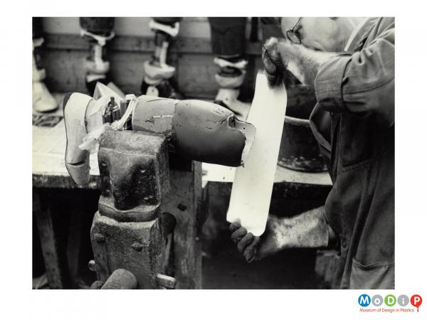 Scanned image showing the construction of an artificial limb.