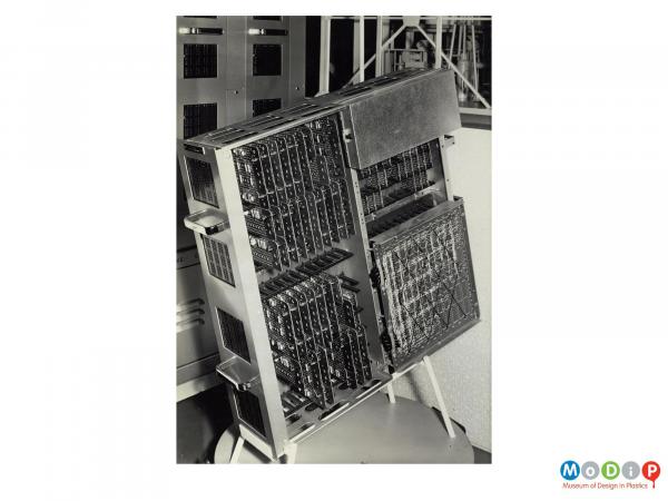 Scanned image showing a large piece of telecommunications equipment.