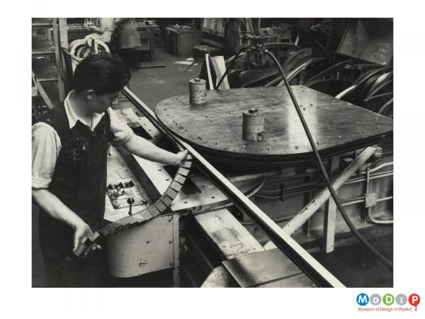 Scanned image showing the construction of a helicopter part.