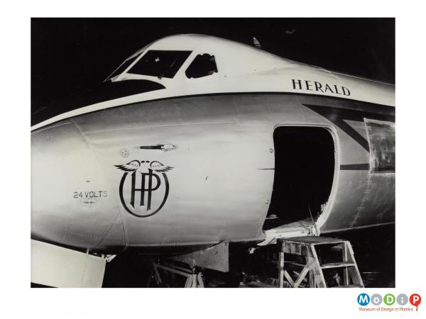 Scanned image showing the outside of an areoplane.