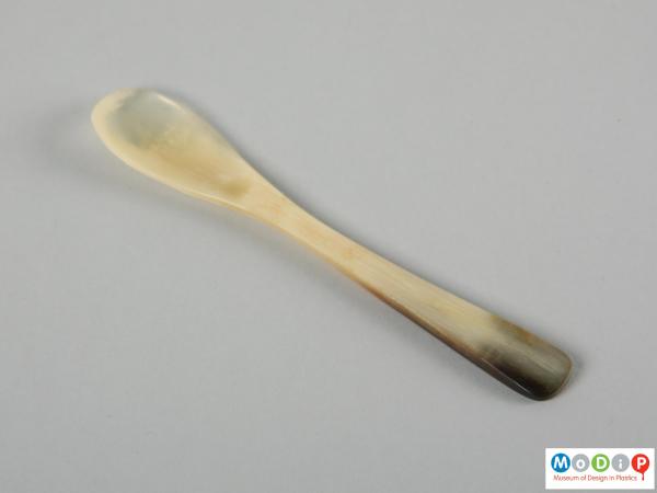 Top view of a spoon showing the bowl and handle.