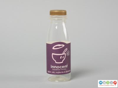 Front view of an Innocent Smoothie bottle showing the straight sides and wide neck.