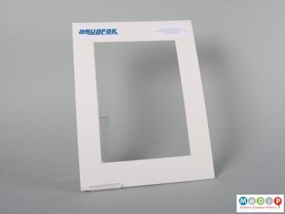 Front view of a sample of film showing the clear material.