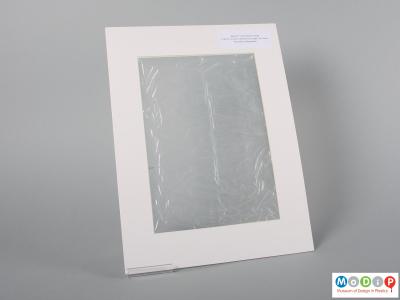 Front view of a sample of film showing the clear material.